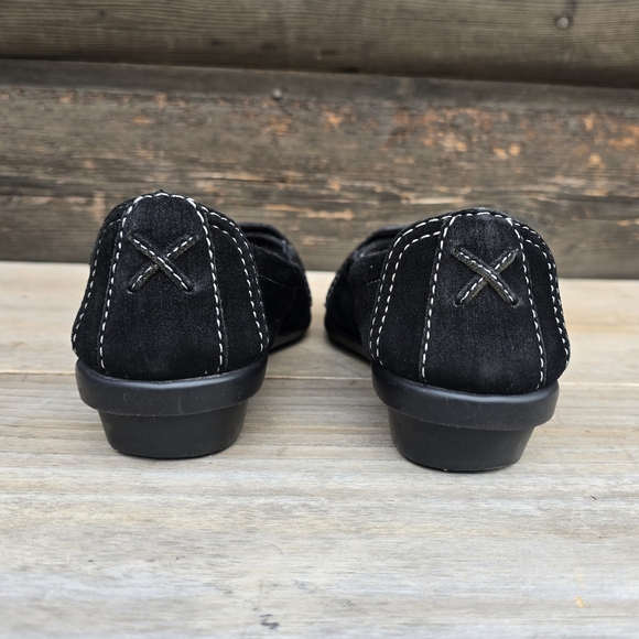 AEROSOLES NEW!! Black Suede, Sqaure Toe, Comfort, Wedge Loafer WMS 6M - Picture 10 of 16